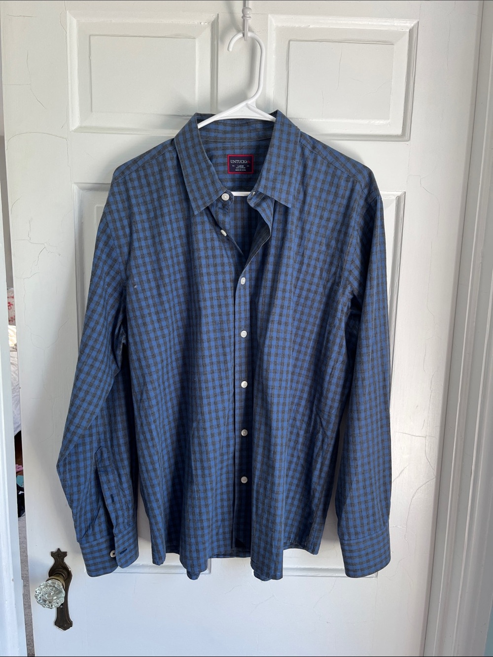 Untuckit Men's Plaid Button-Down Shirt size L